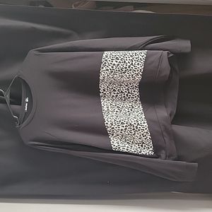 Black/leopard thin sweatshirt